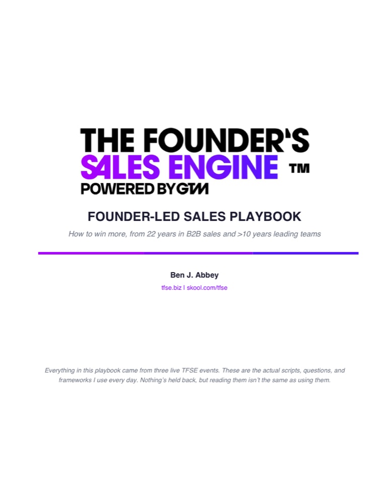 Cover of the Founder-Led Sales Playbook, by Ben J. Abbey